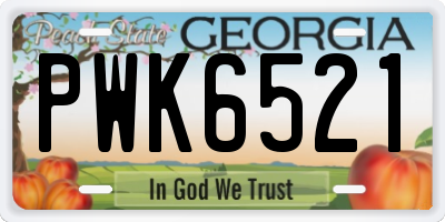 GA license plate PWK6521