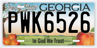 GA license plate PWK6526