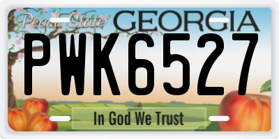 GA license plate PWK6527