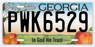 GA license plate PWK6529