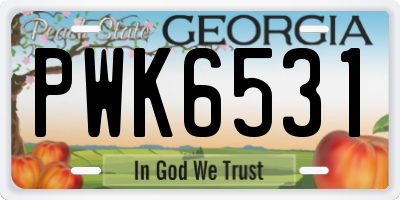 GA license plate PWK6531