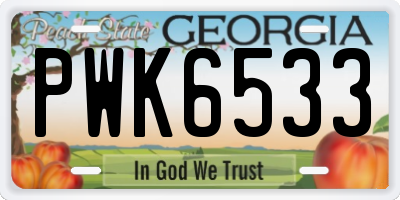 GA license plate PWK6533