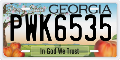 GA license plate PWK6535