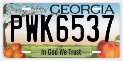GA license plate PWK6537