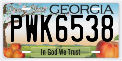 GA license plate PWK6538