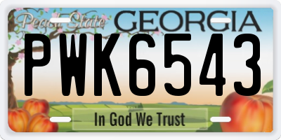 GA license plate PWK6543