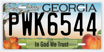 GA license plate PWK6544