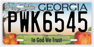 GA license plate PWK6545