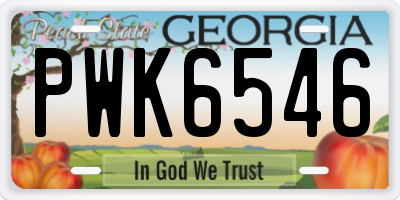 GA license plate PWK6546