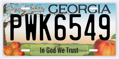 GA license plate PWK6549