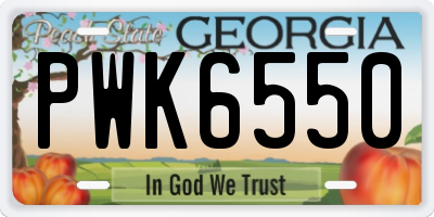 GA license plate PWK6550