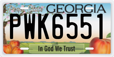 GA license plate PWK6551