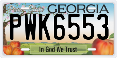 GA license plate PWK6553