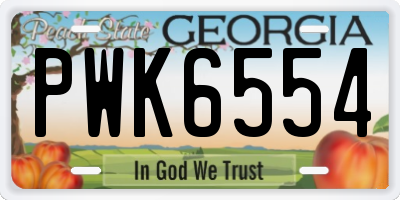 GA license plate PWK6554