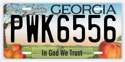 GA license plate PWK6556