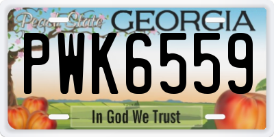 GA license plate PWK6559