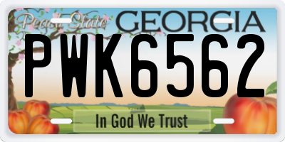 GA license plate PWK6562