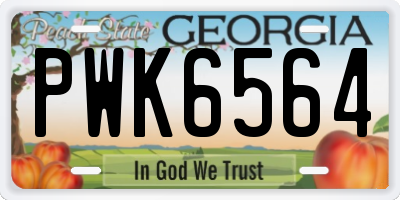 GA license plate PWK6564