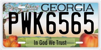 GA license plate PWK6565
