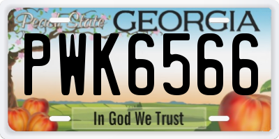 GA license plate PWK6566