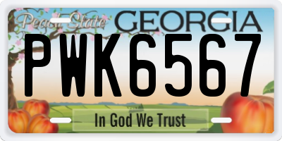 GA license plate PWK6567