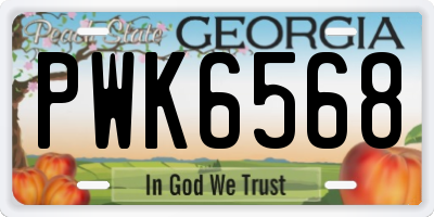 GA license plate PWK6568