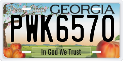 GA license plate PWK6570