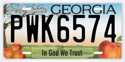 GA license plate PWK6574