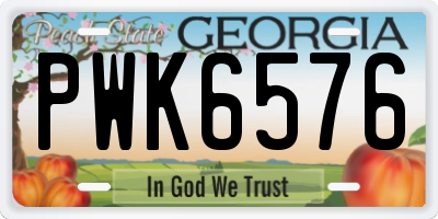 GA license plate PWK6576
