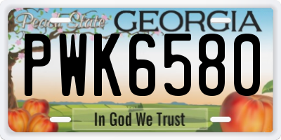 GA license plate PWK6580