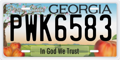 GA license plate PWK6583