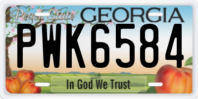 GA license plate PWK6584