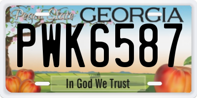 GA license plate PWK6587