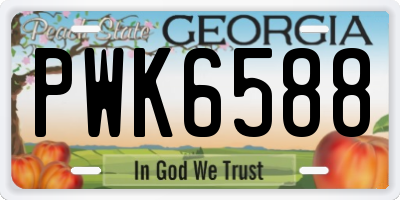 GA license plate PWK6588