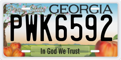 GA license plate PWK6592