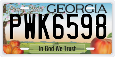 GA license plate PWK6598