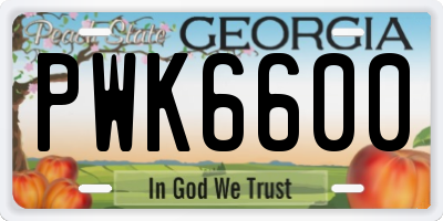 GA license plate PWK6600