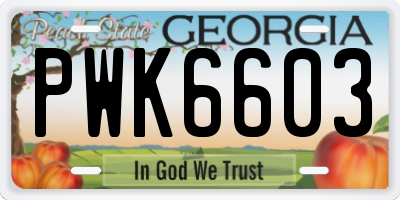 GA license plate PWK6603