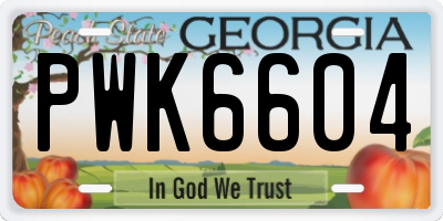 GA license plate PWK6604