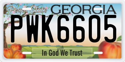 GA license plate PWK6605
