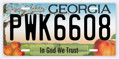 GA license plate PWK6608