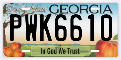 GA license plate PWK6610