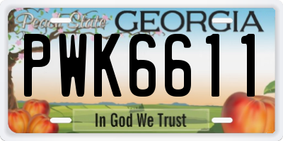 GA license plate PWK6611