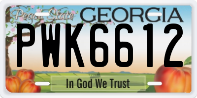 GA license plate PWK6612