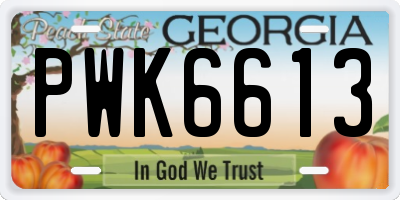 GA license plate PWK6613