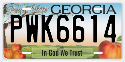 GA license plate PWK6614
