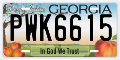 GA license plate PWK6615