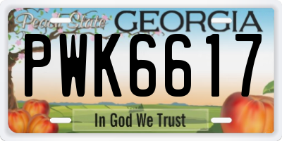 GA license plate PWK6617