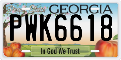GA license plate PWK6618