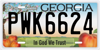 GA license plate PWK6624